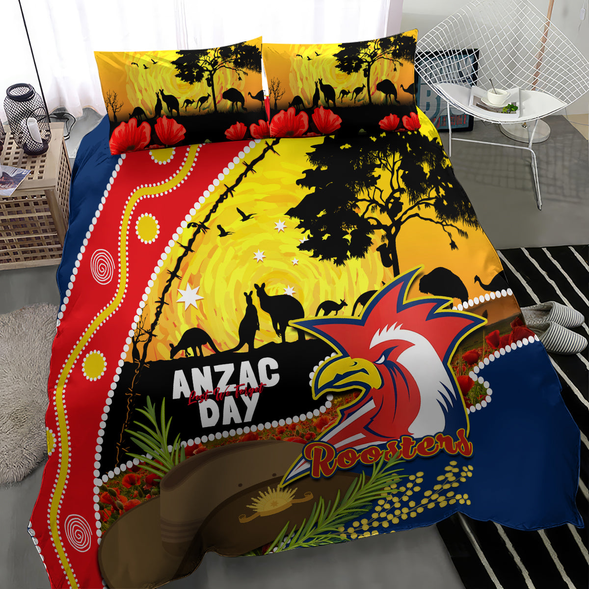 Roosters ANZAC Day Bedding Set Rosemary Starring Night Style