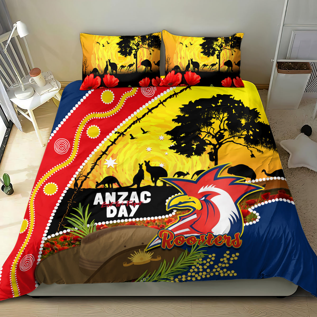 Roosters ANZAC Day Bedding Set Rosemary Starring Night Style