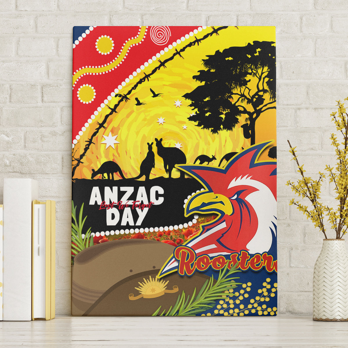 Roosters ANZAC Day Canvas Wall Art Rosemary Starring Night Style