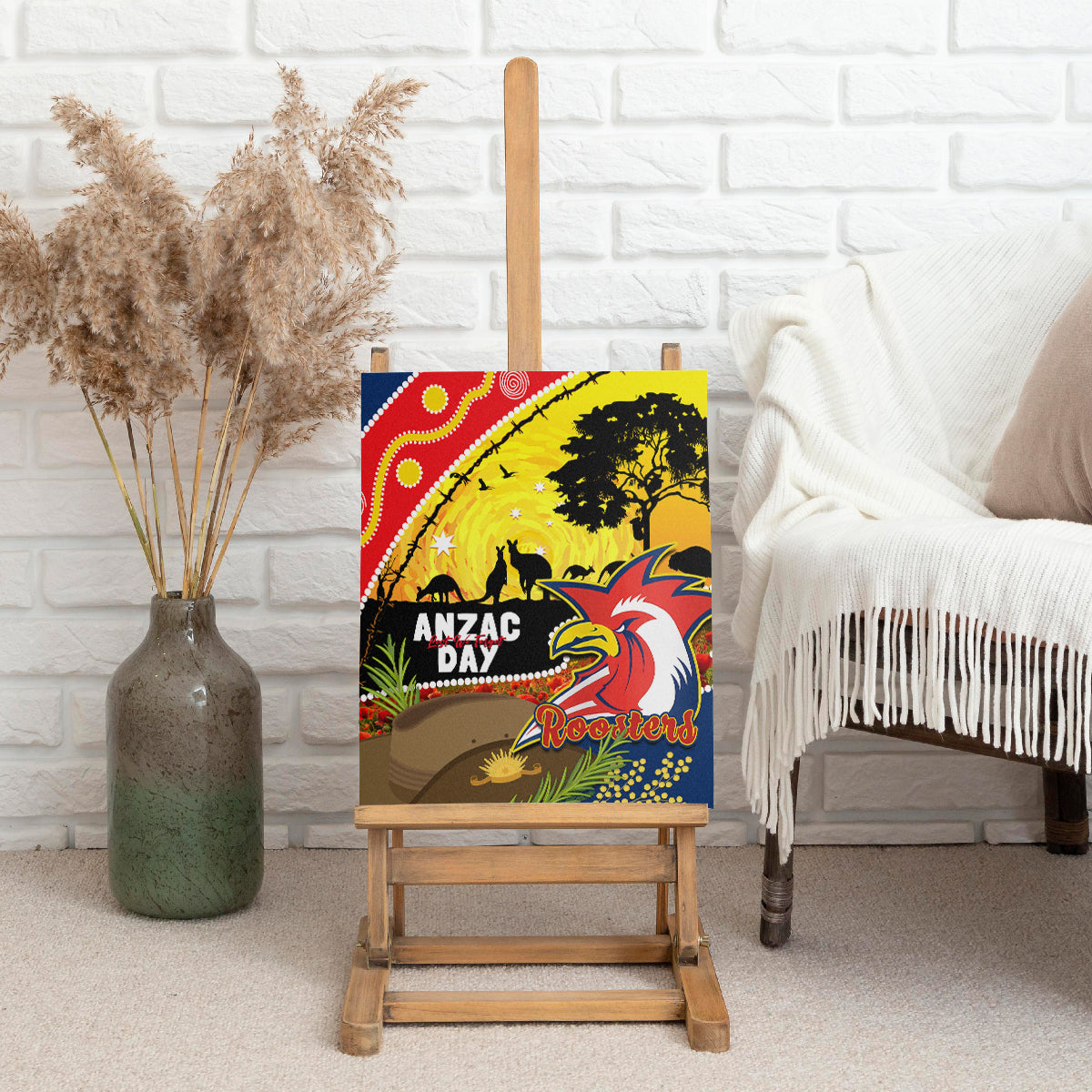 Roosters ANZAC Day Canvas Wall Art Rosemary Starring Night Style