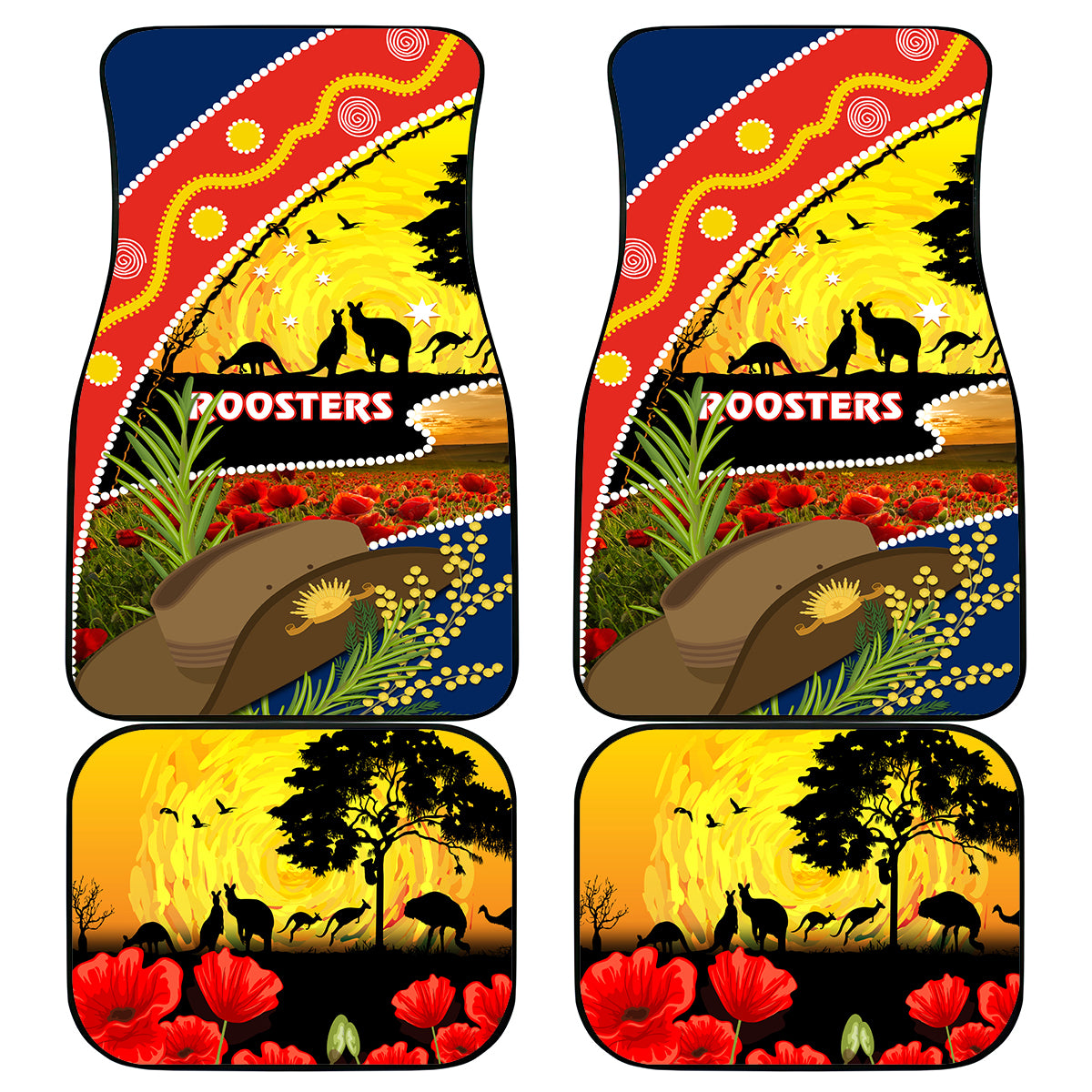 Roosters ANZAC Day Car Mats Rosemary Starring Night Style