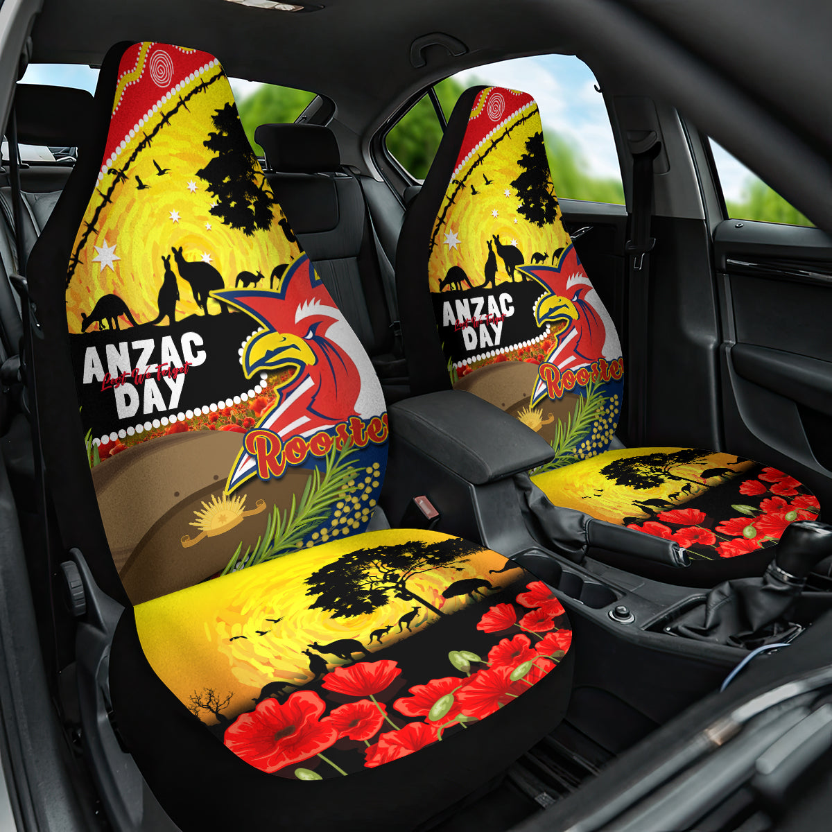 Roosters ANZAC Day Car Seat Cover Rosemary Starring Night Style