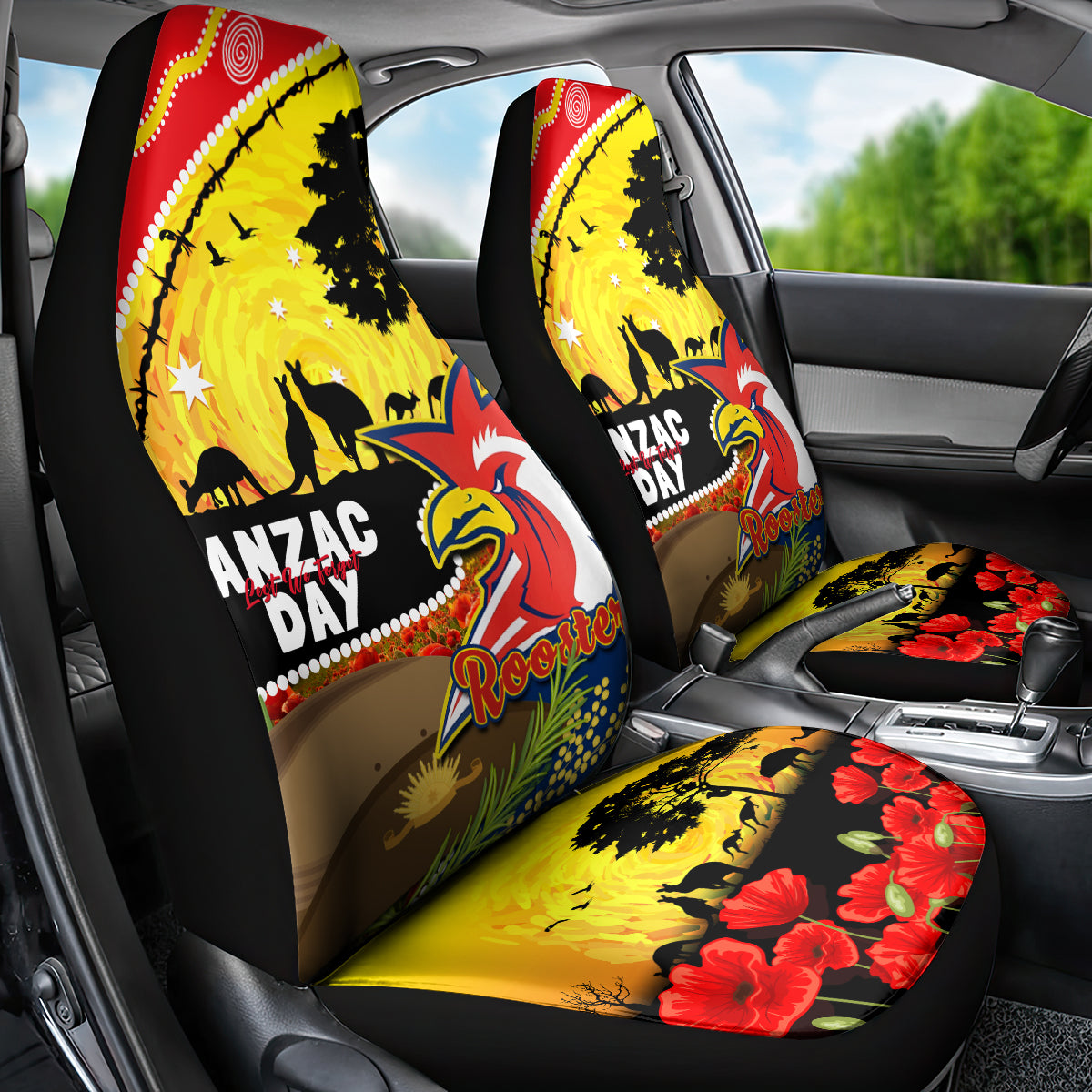 Roosters ANZAC Day Car Seat Cover Rosemary Starring Night Style