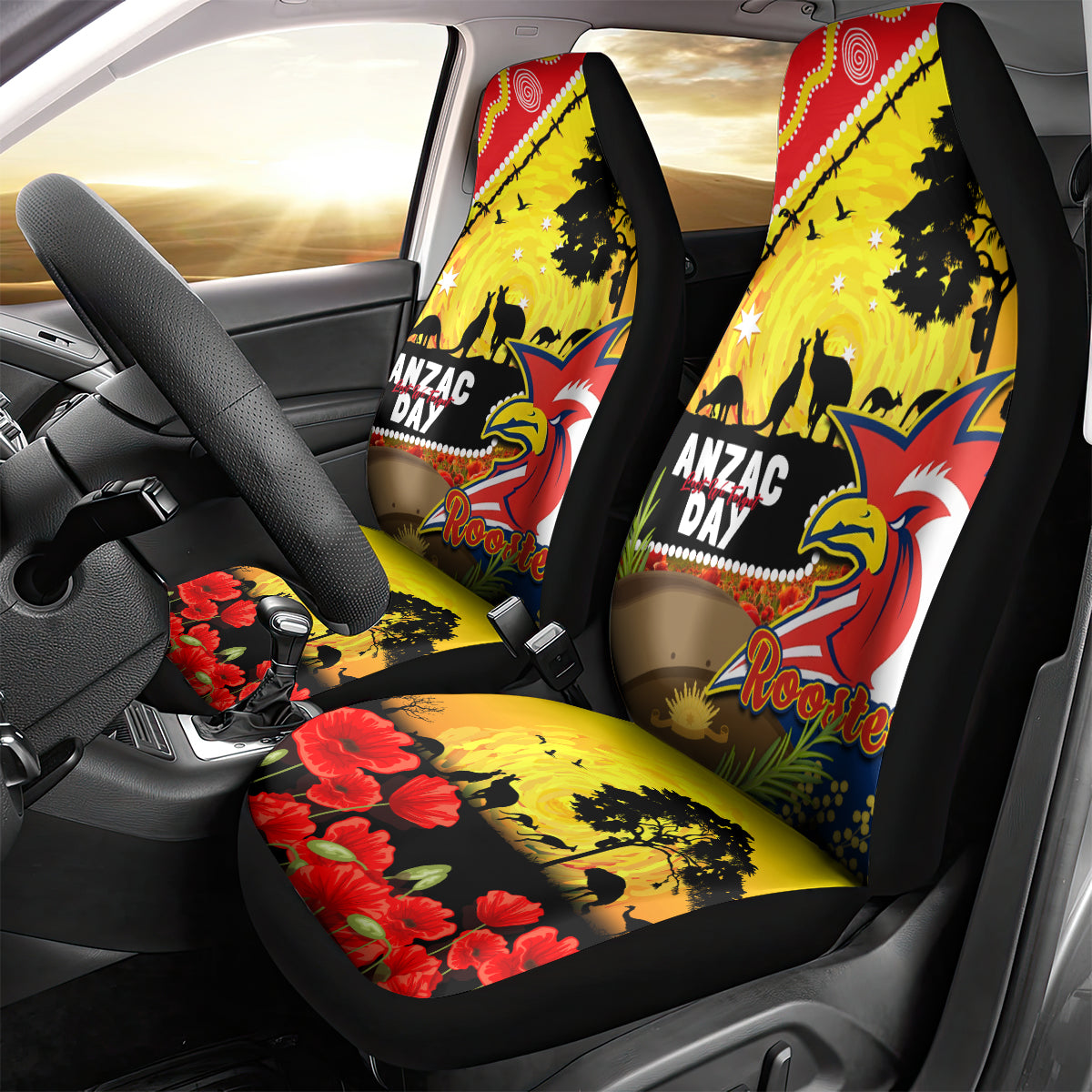Roosters ANZAC Day Car Seat Cover Rosemary Starring Night Style