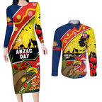 Roosters ANZAC Day Couples Matching Long Sleeve Bodycon Dress and Long Sleeve Button Shirt Rosemary Starring Night Style