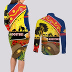 Roosters ANZAC Day Couples Matching Long Sleeve Bodycon Dress and Long Sleeve Button Shirt Rosemary Starring Night Style
