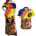 Roosters ANZAC Day Couples Matching Off Shoulder Maxi Dress and Hawaiian Shirt Rosemary Starring Night Style