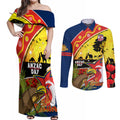 Roosters ANZAC Day Couples Matching Off Shoulder Maxi Dress and Long Sleeve Button Shirt Rosemary Starring Night Style