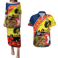 Roosters ANZAC Day Couples Matching Puletasi and Hawaiian Shirt Rosemary Starring Night Style