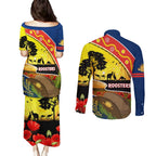 Roosters ANZAC Day Couples Matching Puletasi and Long Sleeve Button Shirt Rosemary Starring Night Style