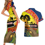 Roosters ANZAC Day Couples Matching Short Sleeve Bodycon Dress and Hawaiian Shirt Rosemary Starring Night Style