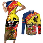Roosters ANZAC Day Couples Matching Short Sleeve Bodycon Dress and Long Sleeve Button Shirt Rosemary Starring Night Style