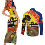 Roosters ANZAC Day Couples Matching Short Sleeve Bodycon Dress and Long Sleeve Button Shirt Rosemary Starring Night Style