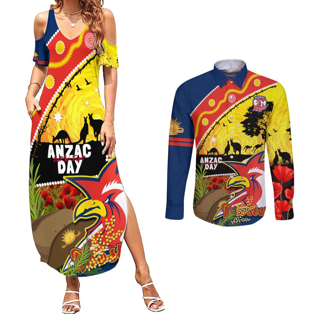 Roosters ANZAC Day Couples Matching Summer Maxi Dress and Long Sleeve Button Shirt Rosemary Starring Night Style