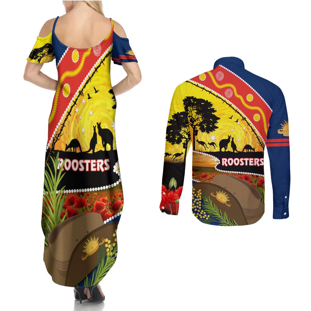 Roosters ANZAC Day Couples Matching Summer Maxi Dress and Long Sleeve Button Shirt Rosemary Starring Night Style