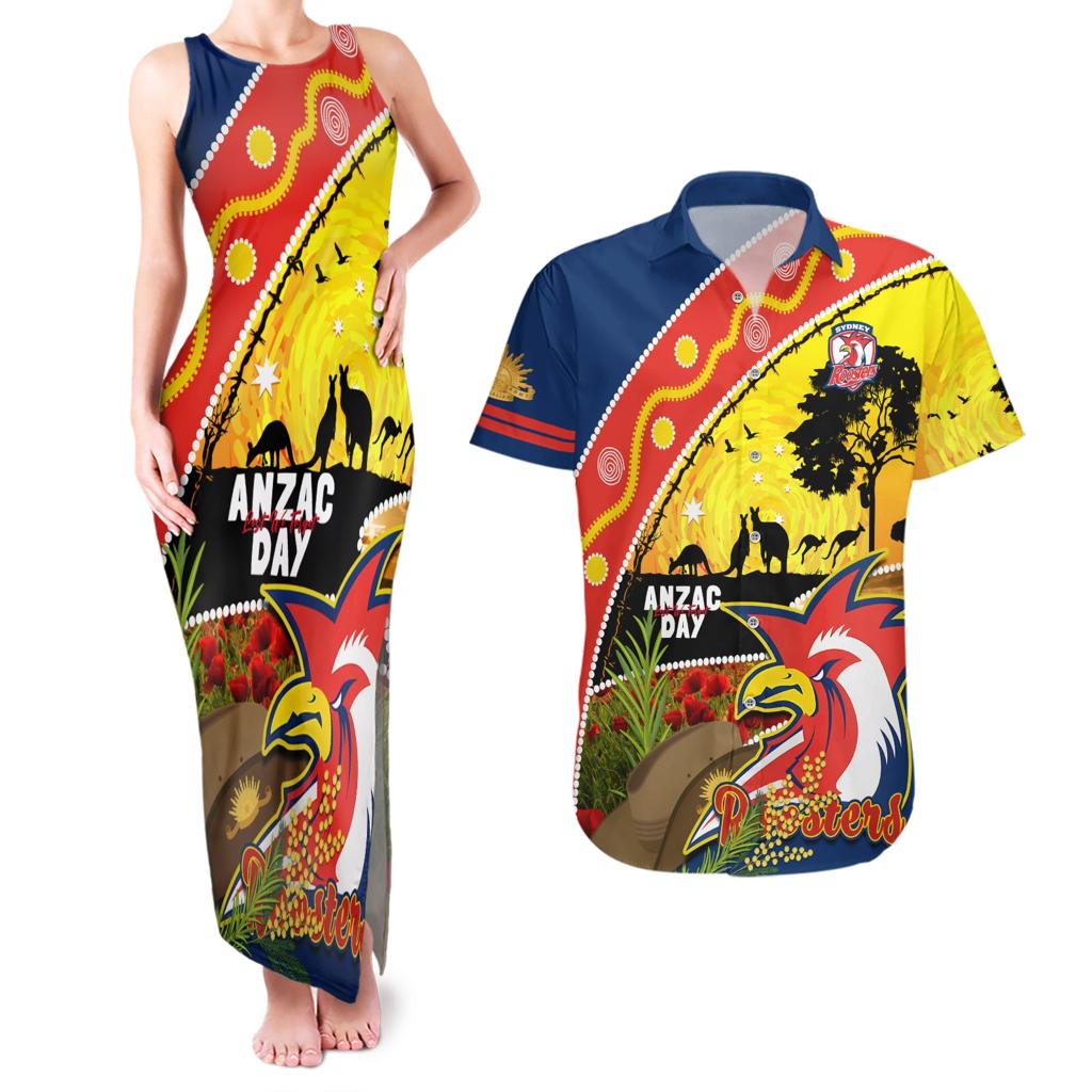Roosters ANZAC Day Couples Matching Tank Maxi Dress and Hawaiian Shirt Rosemary Starring Night Style