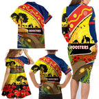 Roosters ANZAC Day Family Matching Long Sleeve Bodycon Dress and Hawaiian Shirt Rosemary Starring Night Style