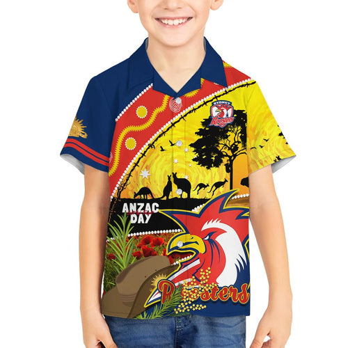 Roosters ANZAC Day Family Matching Long Sleeve Bodycon Dress and Hawaiian Shirt Rosemary Starring Night Style