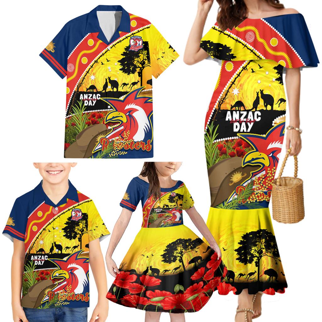 Roosters ANZAC Day Family Matching Mermaid Dress and Hawaiian Shirt Rosemary Starring Night Style