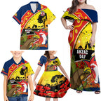 Roosters ANZAC Day Family Matching Off Shoulder Maxi Dress and Hawaiian Shirt Rosemary Starring Night Style