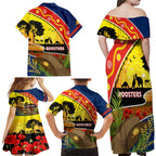 Roosters ANZAC Day Family Matching Off Shoulder Maxi Dress and Hawaiian Shirt Rosemary Starring Night Style
