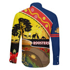 Roosters ANZAC Day Family Matching Off Shoulder Short Dress and Hawaiian Shirt Rosemary Starring Night Style