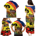 Roosters ANZAC Day Family Matching Puletasi and Hawaiian Shirt Rosemary Starring Night Style