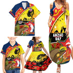 Roosters ANZAC Day Family Matching Summer Maxi Dress and Hawaiian Shirt Rosemary Starring Night Style