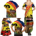 Roosters ANZAC Day Family Matching Summer Maxi Dress and Hawaiian Shirt Rosemary Starring Night Style