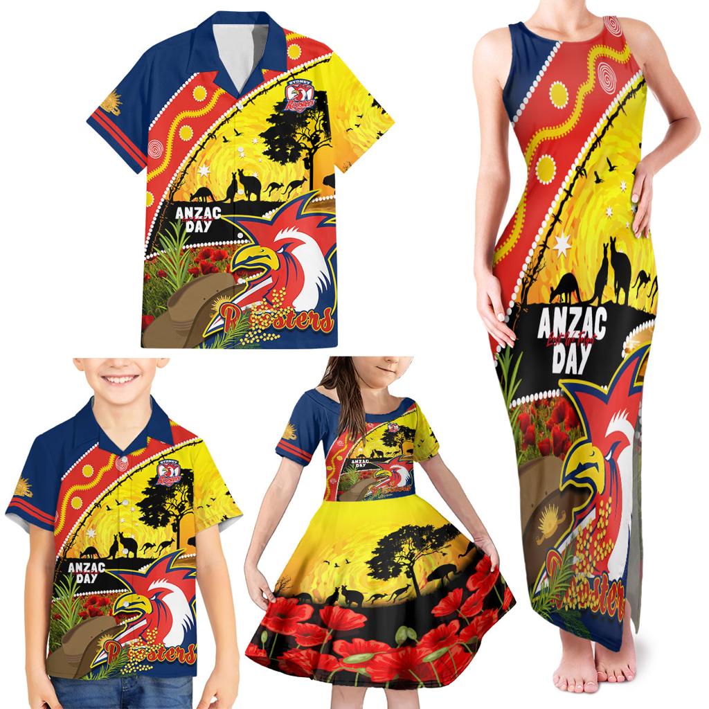 Roosters ANZAC Day Family Matching Tank Maxi Dress and Hawaiian Shirt Rosemary Starring Night Style