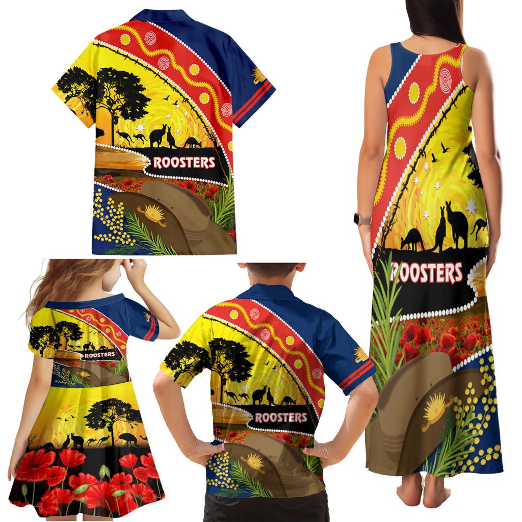 Roosters ANZAC Day Family Matching Tank Maxi Dress and Hawaiian Shirt Rosemary Starring Night Style