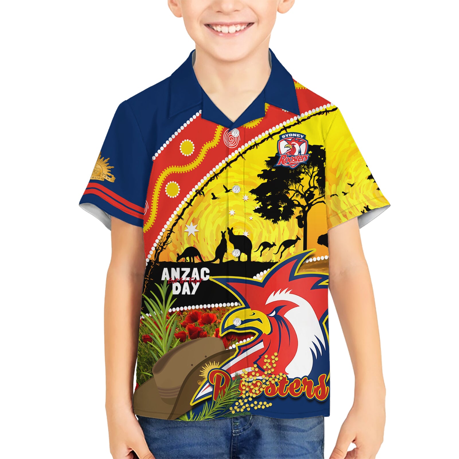 Roosters ANZAC Day Hawaiian Shirt Rosemary Starring Night Style