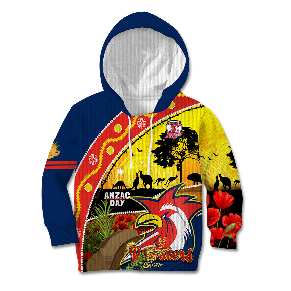 Roosters ANZAC Day Kid Hoodie Rosemary Starring Night Style