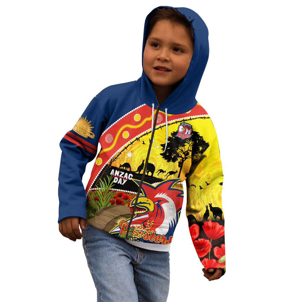 Roosters ANZAC Day Kid Hoodie Rosemary Starring Night Style
