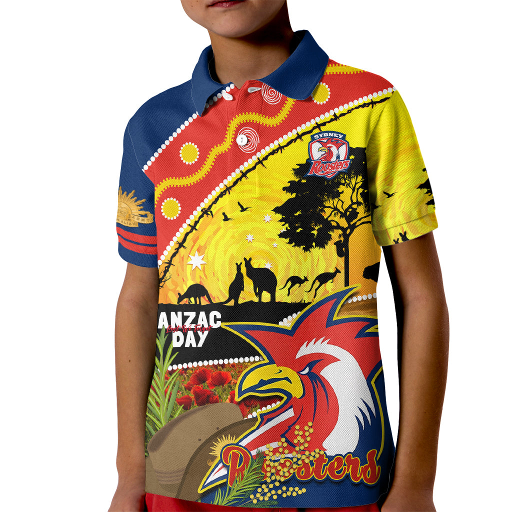 Roosters ANZAC Day Kid Polo Shirt Rosemary Starring Night Style