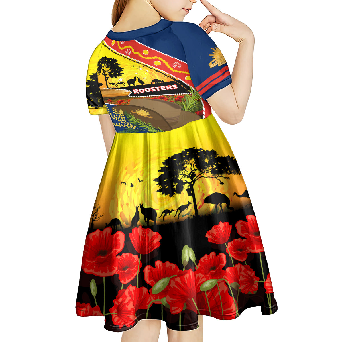 Roosters ANZAC Day Kid Short Sleeve Dress Rosemary Starring Night Style