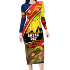 Roosters ANZAC Day Long Sleeve Bodycon Dress Rosemary Starring Night Style