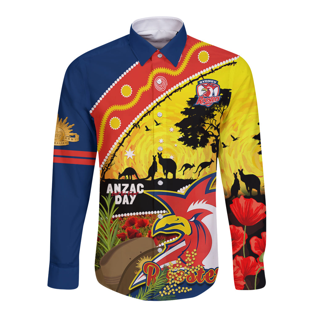 Roosters ANZAC Day Long Sleeve Button Shirt Rosemary Starring Night Style