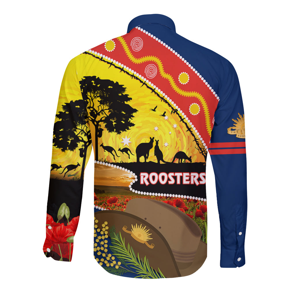 Roosters ANZAC Day Long Sleeve Button Shirt Rosemary Starring Night Style