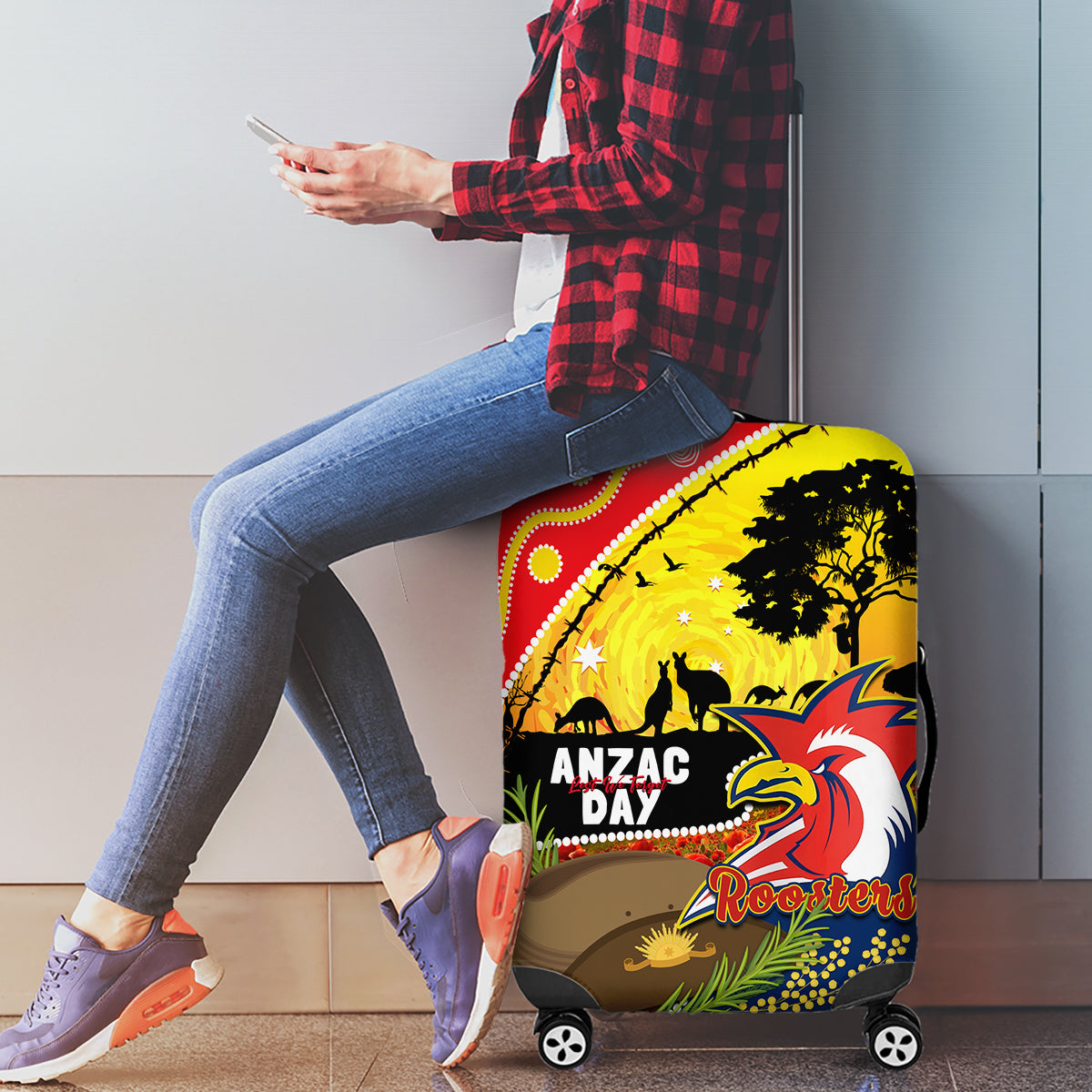 Roosters ANZAC Day Luggage Cover Rosemary Starring Night Style