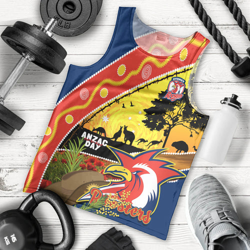 Roosters ANZAC Day Men Tank Top Rosemary Starring Night Style