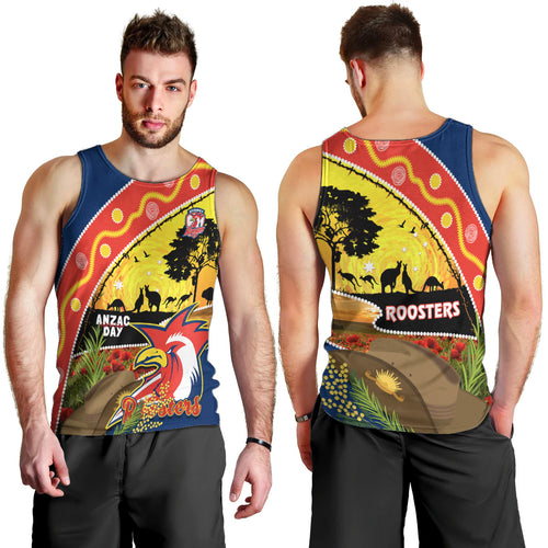 Roosters ANZAC Day Men Tank Top Rosemary Starring Night Style