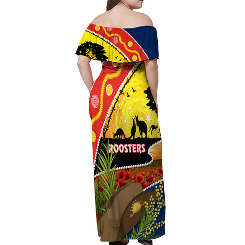 Roosters ANZAC Day Off Shoulder Maxi Dress Rosemary Starring Night Style
