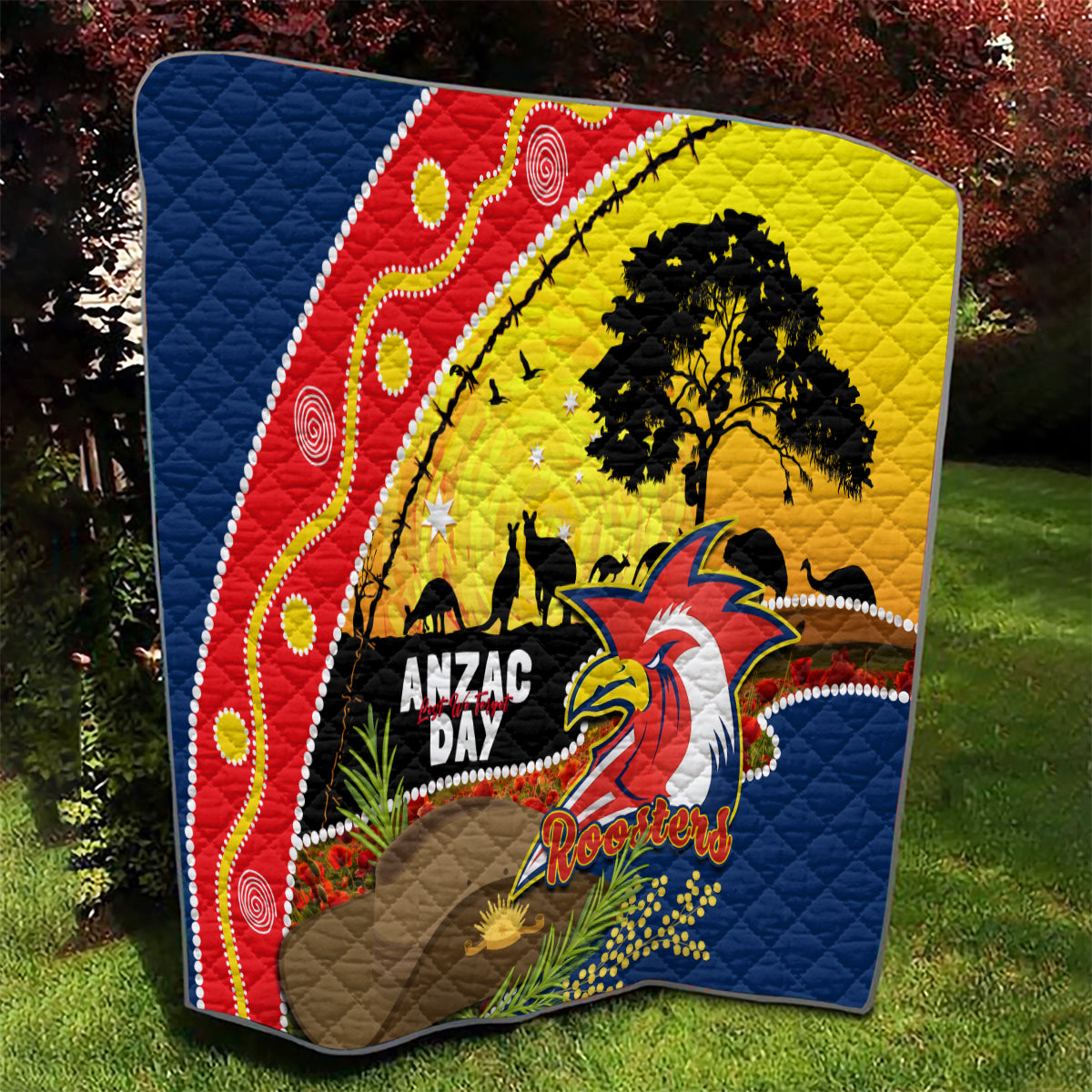 Roosters ANZAC Day Quilt Rosemary Starring Night Style