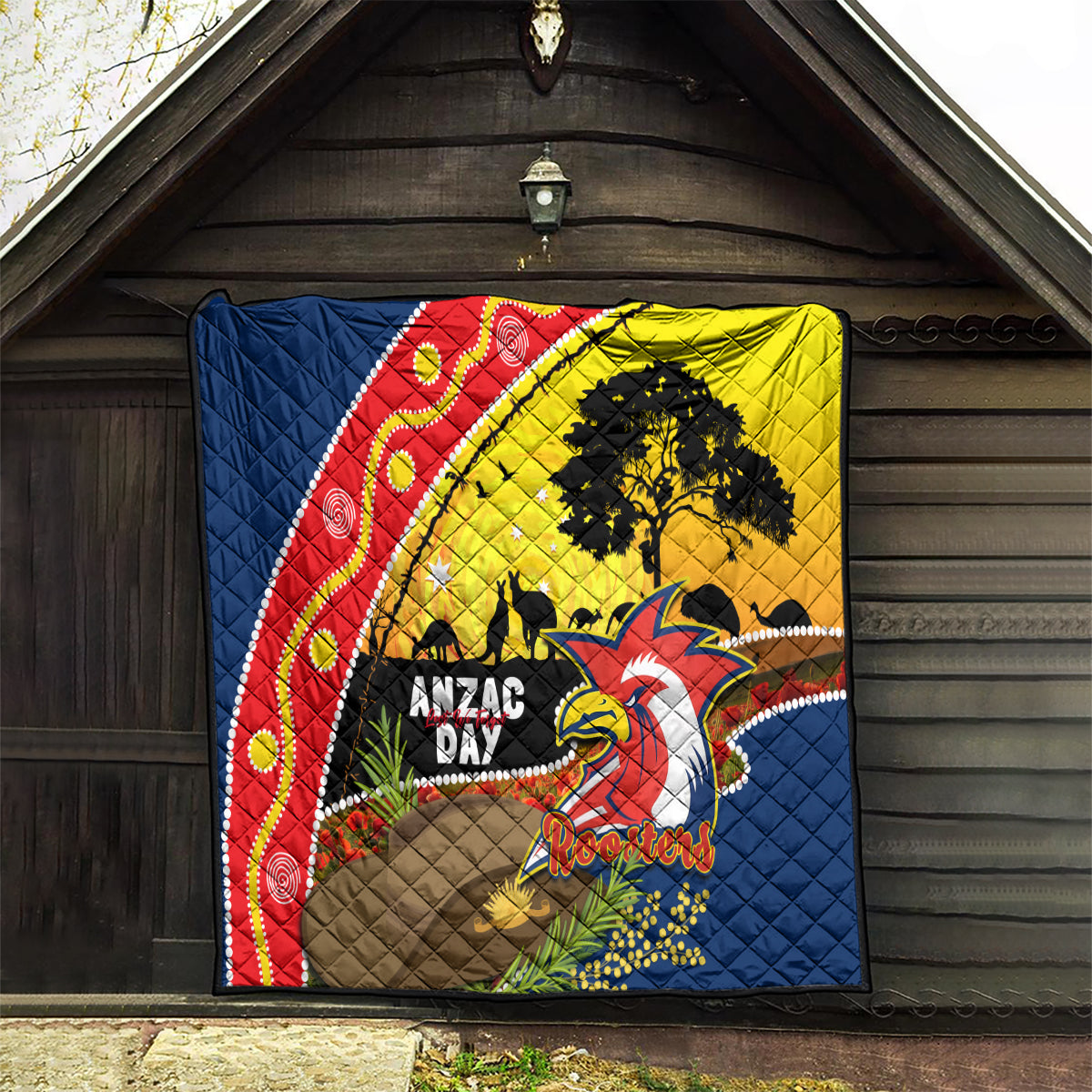 Roosters ANZAC Day Quilt Rosemary Starring Night Style