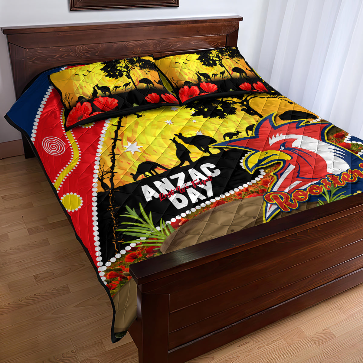 Roosters ANZAC Day Quilt Bed Set Rosemary Starring Night Style