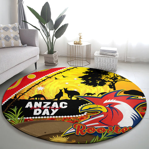 Roosters ANZAC Day Round Carpet Rosemary Starring Night Style
