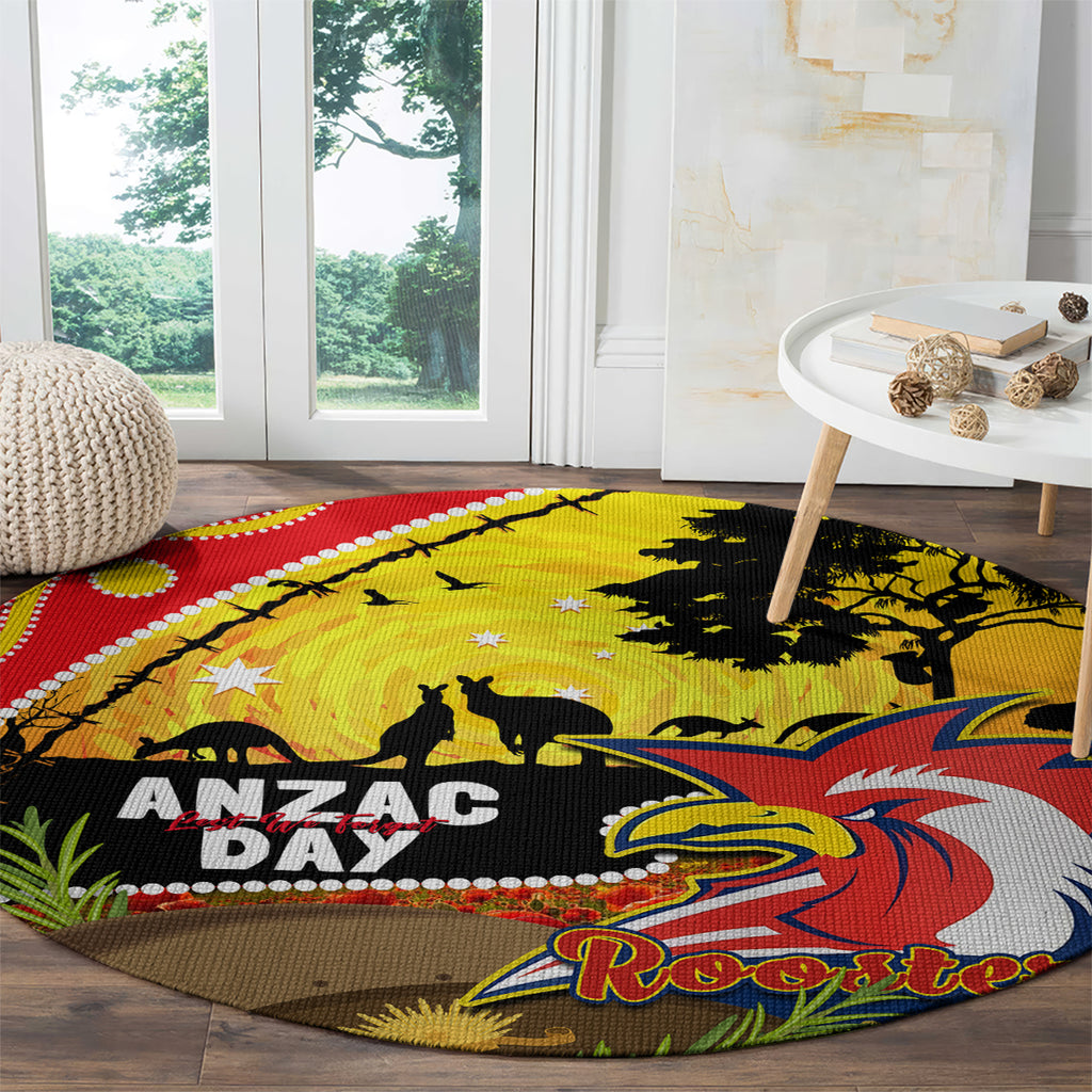 Roosters ANZAC Day Round Carpet Rosemary Starring Night Style