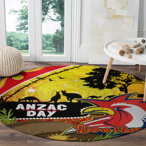 Roosters ANZAC Day Round Carpet Rosemary Starring Night Style