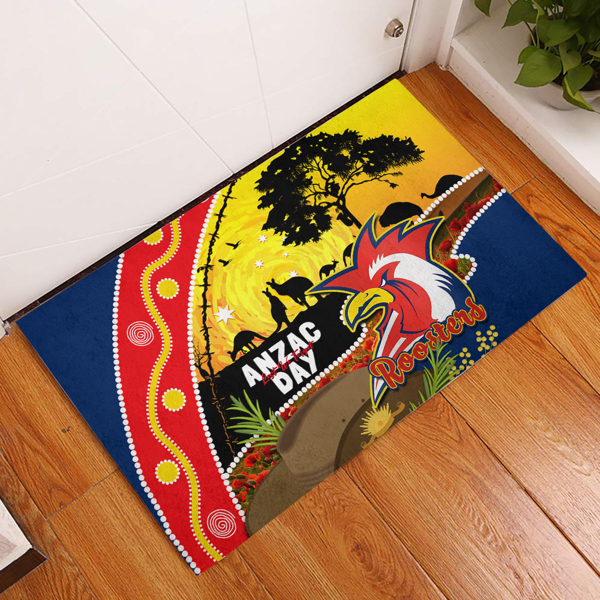 Roosters ANZAC Day Rubber Doormat Rosemary Starring Night Style
